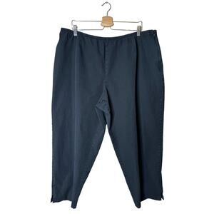 Eileen Fisher Plus 3X Black Organic Stretch Cotton Side Zip Slim Ankle Pants